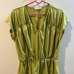 Elegant Olive V-Neck Blouse